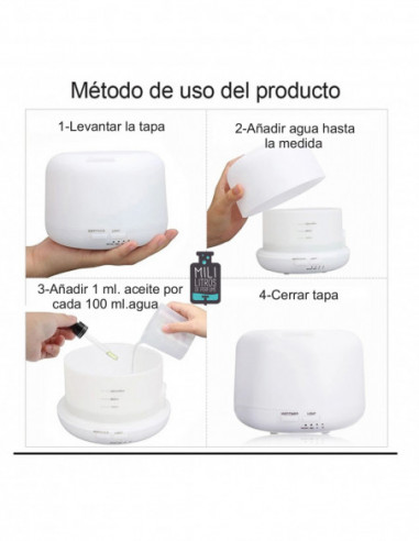 HUMIDIFICADOR CON MANDO A DISTANCIA Y 7 LUCES DE COLOR LED DE 300 ML